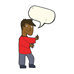 cartoon happy man with speech bubble