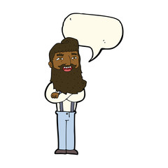 cartoon happy man with beard with speech bubble