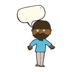 cartoon happy man with speech bubble