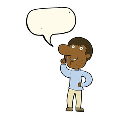 cartoon man with idea with speech bubble