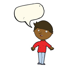 cartoon happy man with speech bubble