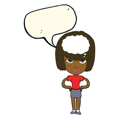 cartoon woman thinking with speech bubble