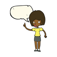 cartoon woman with idea with speech bubble