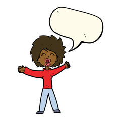 cartoon woman shouting with speech bubble