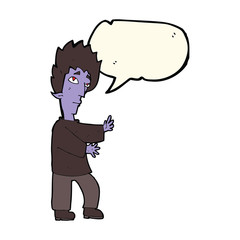 cartoon vampire with speech bubble