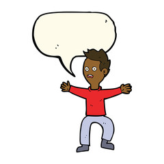 cartoon man panicking with speech bubble