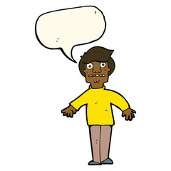 cartoon shocked man with speech bubble