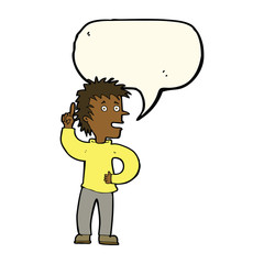 Fototapeta premium cartoon boy with idea with speech bubble