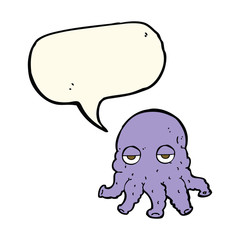 cartoon alien squid face with speech bubble