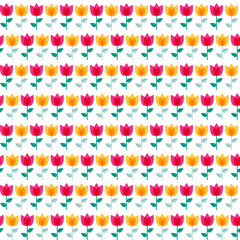 Paper Trendy Flat Flower Seamless Pattern Vector Illustration