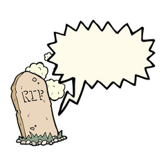 cartoon spooky grave with speech bubble