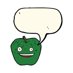 cartoon apple with speech bubble