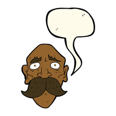cartoon sad old man with speech bubble