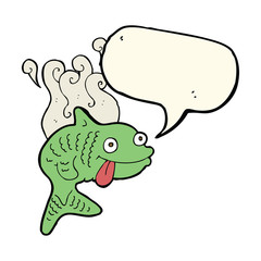 cartoon smelly fish with speech bubble