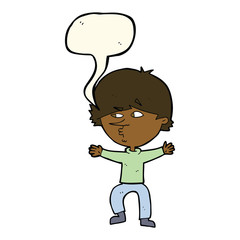 cartoon suspicious man with speech bubble