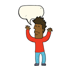 cartoon stressed man with speech bubble