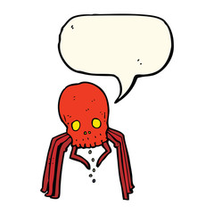 cartoon spooky skull spider with speech bubble