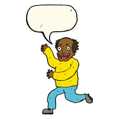 cartoon evil old man with speech bubble