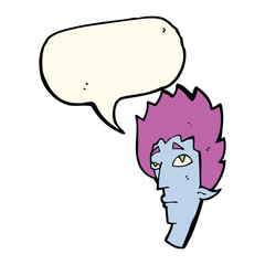 cartoon vampire head with speech bubble