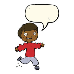 cartoon excited boy with speech bubble