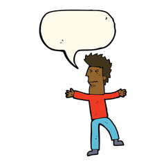 cartoon stressed man with speech bubble