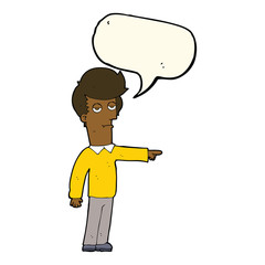 cartoon pointing man with speech bubble