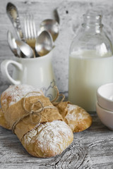 homemade rustic bread on a light wooden surface