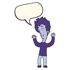 cartoon vampire man with speech bubble