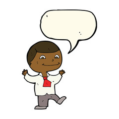 cartoon happy boy with speech bubble