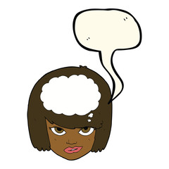 cartoon woman thinking with speech bubble