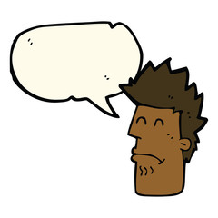 cartoon man feeling sick with speech bubble