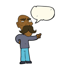 cartoon annoyed old man pointing with speech bubble