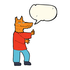 cartoon fox with speech bubble