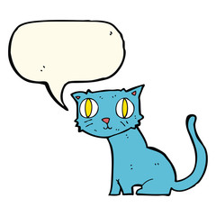 cartoon cat with speech bubble