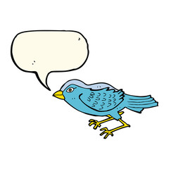 cartoon garden bird with speech bubble
