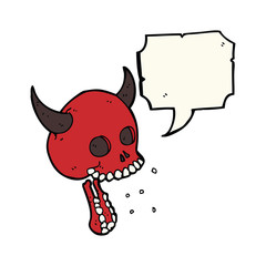 cartoon spooky skull with speech bubble