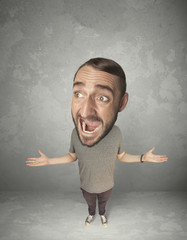 Funny person with big head