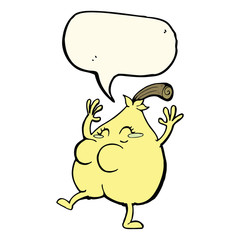 a nice pear cartoon with speech bubble