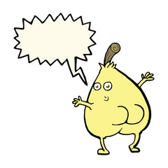 a nice pear cartoon with speech bubble