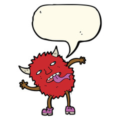 funny cartoon monster with speech bubble