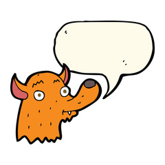 cartoon happy fox with speech bubble