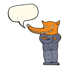 cartoon fox man with speech bubble