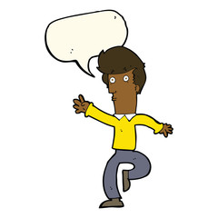 cartoon rushing man with speech bubble