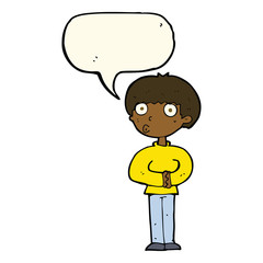 cartoon curious man with speech bubble