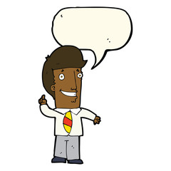 cartoon office man with idea with speech bubble