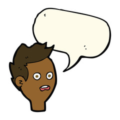 cartoon shocked man with speech bubble