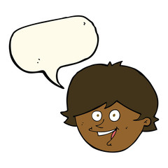 cartoon happy boy face with speech bubble