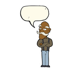 cartoon bored old man with speech bubble