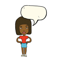 cartoon annoyed woman with speech bubble