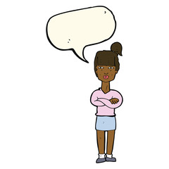 cartoon annoyed woman with speech bubble